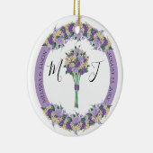 Lila Foto Hochzeitsdatum speichern Datum Monogramm Keramik Ornament (Rechts)