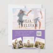 Lila Foto Hochzeitsstichtag QR-Code Rett (Vorderseite)