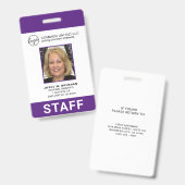 Lila Foto-ID des Mitarbeiters eines benutzerdefini Ausweis (Vorder- & Rückseite)