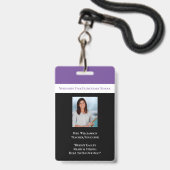 Lila Foto-ID-Lehrer für Schulmitarbeiter Ausweis (Vorderseite mit Lanyard)