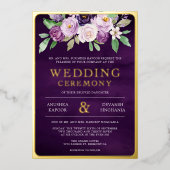 Lila Foto Indische Hochzeit Folieneinladung (Vorderseite)