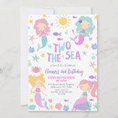 Lila Foto Mermaid Two Sea 2. Geburtstag Einladung (Vorderseite)