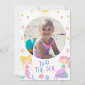 Lila Foto Mermaid Two Sea 2. Geburtstag Einladung (Rückseite)