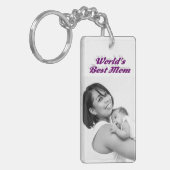 Lila Foto mit der besten Mama Schlüsselanhänger (Vorderseite links)