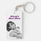 Lila Foto mit der besten Mama Schlüsselanhänger (Rückseite)