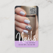 Lila Foto mit modernem QR-Code Visitenkarte (Vorderseite)