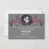 Lila Foto mit schwarzer Rose Rette unser Datum Einladung (Rückseite)