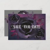 Lila Foto mit schwarzer Rose Rette unser Datum Einladung (Vorne/Hinten)