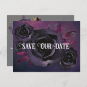 Lila Foto mit schwarzer Rose Rette unser Datum Postkarte (Vorne/Hinten)