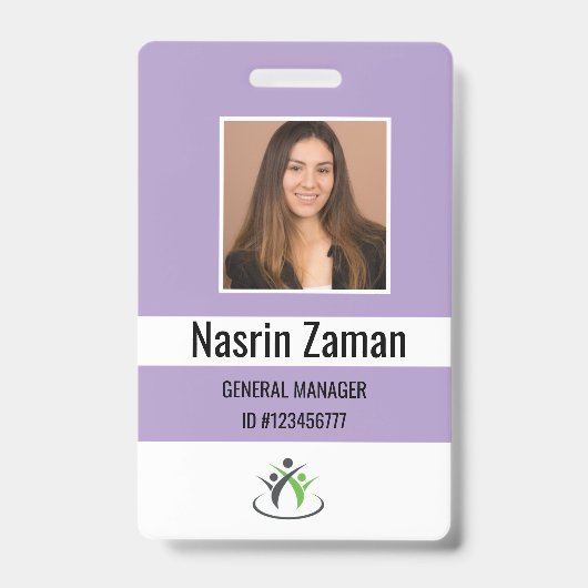 Lila | Foto Mitarbeiter-Logo oder QR CODE-Sicherhe Ausweis (Vorderseite)