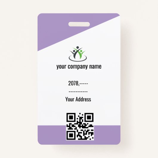 Lila | Foto Mitarbeiter-Logo oder QR CODE-Sicherhe Ausweis