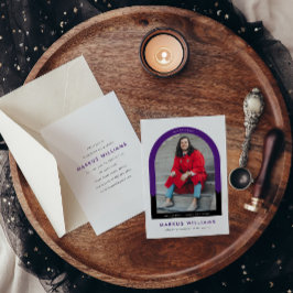 Lila Foto Modern Arch Simple Graduation Party Einladung