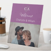 Lila Foto-Monogramm Hochzeitszeichen Sockelschild (In Situ)