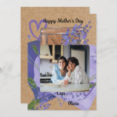 Lila Foto-Muttertagskarte Feiertagskarte (Vorne/Hinten)