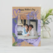 Lila Foto-Muttertagskarte Feiertagskarte (Stehend Vorderseite)