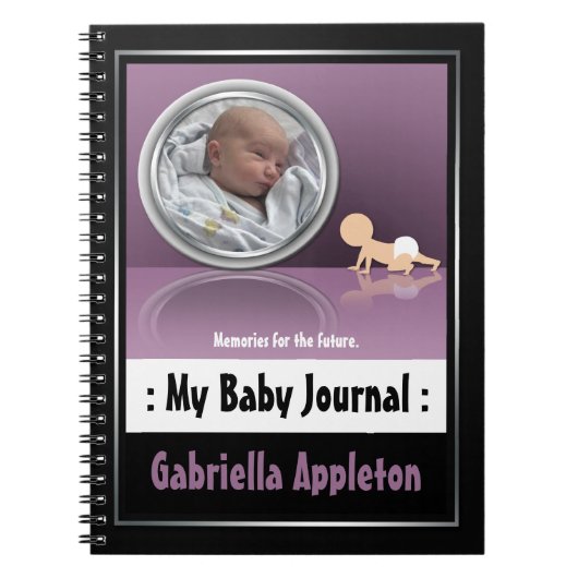 Lila Foto Reflection - My Baby Journal Notizblock (Vorderseite)