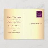 Lila Foto Save the Date Ankündigungspostkarte (Rückseite)