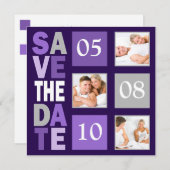 Lila Foto Save the Date Einladungen (Vorne/Hinten)