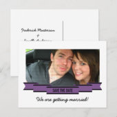 Lila Foto Save the Date Postkarte (Vorne/Hinten)