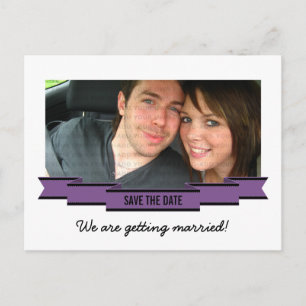 Lila Foto Save the Date Postkarte