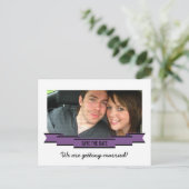 Lila Foto Save the Date Postkarte (Stehend Vorderseite)