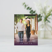 Lila Foto Save the Date Postkarte (Stehend Vorderseite)
