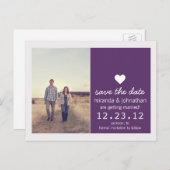 Lila Foto Save the Date Postkarten (Vorne/Hinten)