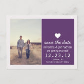 Lila Foto Save the Date Postkarten (Vorderseite)