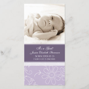 Lila Foto-Schablonen-neue Baby-Geburts-Mitteilung Ankündigung