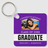 Lila Foto-Schlüsselanhänger für Abschluss Schlüsselanhänger (Vorderseite)