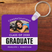 Lila Foto-Schlüsselanhänger für Abschluss Schlüsselanhänger (Rückseite)