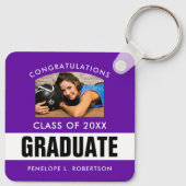 Lila Foto-Schlüsselanhänger für Abschluss Schlüsselanhänger (Rückseite)