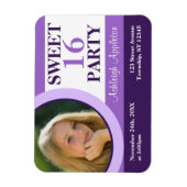 Lila Foto Sweet 16 Party Einladungen Flachbildschi Magnet (Vertikal)