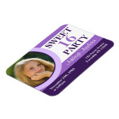 Lila Foto Sweet 16 Party Einladungen Flachbildschi Magnet (Linke Seite)