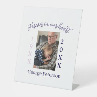 lila Foto-Text-Andenken zum Gedenken Sockelschild