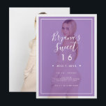 Lila Foto Tint Overlay 2 Modernes Sweet 16 Einladung<br><div class="desc">Passen Sie Ihre woll-Möglichkeiten an. Ein Foto kann vorne und hinten hinzugefügt werden.</div>