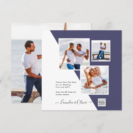 Lila FOTO-WEDING-QR-Code Rett (Vorne/Hinten)