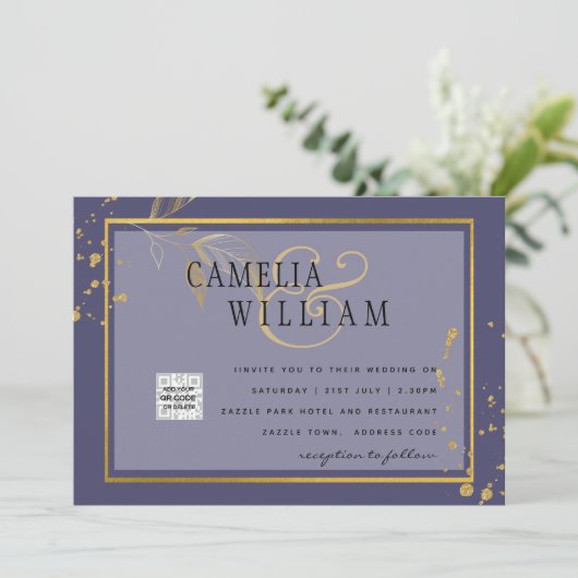 Lila FOTO-WEDING-QR-Code Rett (Stehend Vorderseite)