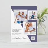 Lila FOTO-WEDING-QR-Code Rett Einladung (Stehend Vorderseite)