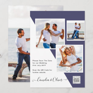 Lila FOTO-WEDING-QR-Code Rett Einladung