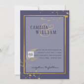 Lila FOTO-WEDING-QR-Code Rett Einladung (Vorderseite)