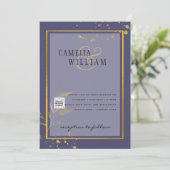 Lila FOTO-WEDING-QR-Code Rett Einladung (Stehend Vorderseite)