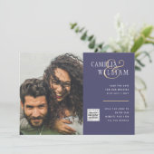 Lila FOTO-WEDING-QR-Code Rett Einladung (Stehend Vorderseite)