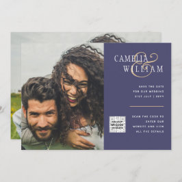 Lila FOTO-WEDING-QR-Code Rett Einladung