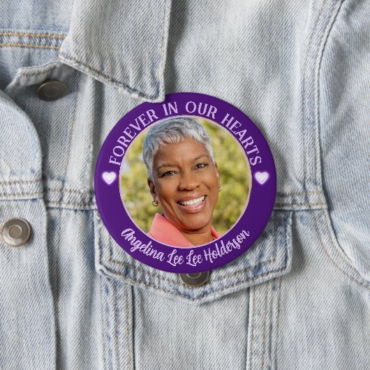 Lila Foto zur Beerdigung von Herz Button (Beispiel)