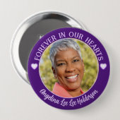 Lila Foto zur Beerdigung von Herz Button (Vorne & Hinten)