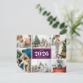 Lila FotoCollage 2025 Feiertagspostkarte (Stehend Vorderseite)