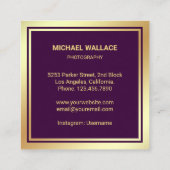 Lila Fotograf-Fotografin Quadratische Visitenkarte (Rückseite)