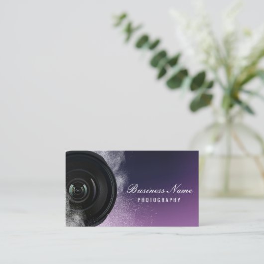 Lila Fotografie Visitenkarte (Stehend Vorderseite)