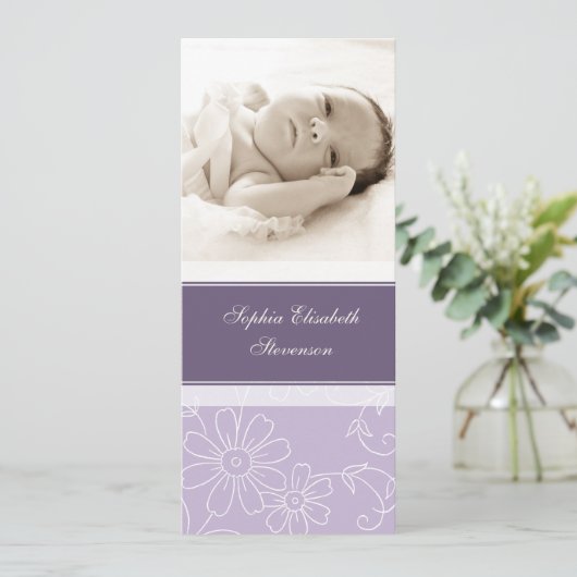 Lila Fotovorlage Neue Geburtshilfeankündigung für  Ankündigung (Stehend Vorderseite)